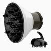Universal Hair Diffuser Adaptable Hair Dryer Attachment for Blow Dryer Nozzles from 1.7 to 2.2 inch Diameter (White with Shampoo Brush) view 1