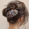 Missgrace Women Boho Flower Floral Hair Barrette Purple Champagne Bridal Wedding Prom Party Shiny Hair Comb Crystal Rhinestones Women Hair Barrette Clip Hair Accessories for Women (Colorful) view 1