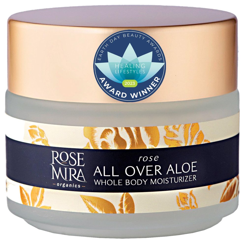 Rosemira Organics Organic Pure Aloe Vera Gel Face Neck and Body Moisturizer for All Skin Types ZERO Artificial Ingredients 1 Month Supply Made in USA Rose Scent 1 OZ