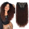 BHF 26 inch Kinky Curly Clip In Hair Extension, Double Weft Full Head Japanese Heat Resistance Fiber 140g Synthetic Hair Extensions For Women 7pieces (#t1b/33) view 1