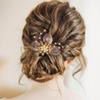 Campsis Wedding Bridal Hair Pins Gold Flower Hair Piece Crystal Bridesmaids Hair Accessories for Women view 2