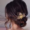 Campsis Wedding Bridal Hair Pins Gold Flower Hair Piece Crystal Bridesmaids Hair Accessories for Women view 3