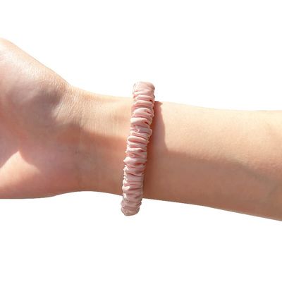 100% mulberry silk fabric 22mm silk scrunchies for hair white black pink color (pink)
