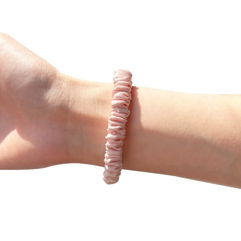 100% mulberry silk fabric 22mm silk scrunchies for hair white black pink color (pink)