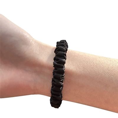 100% mulberry silk fabric 22mm silk scrunchies for hair white black pink color (black)