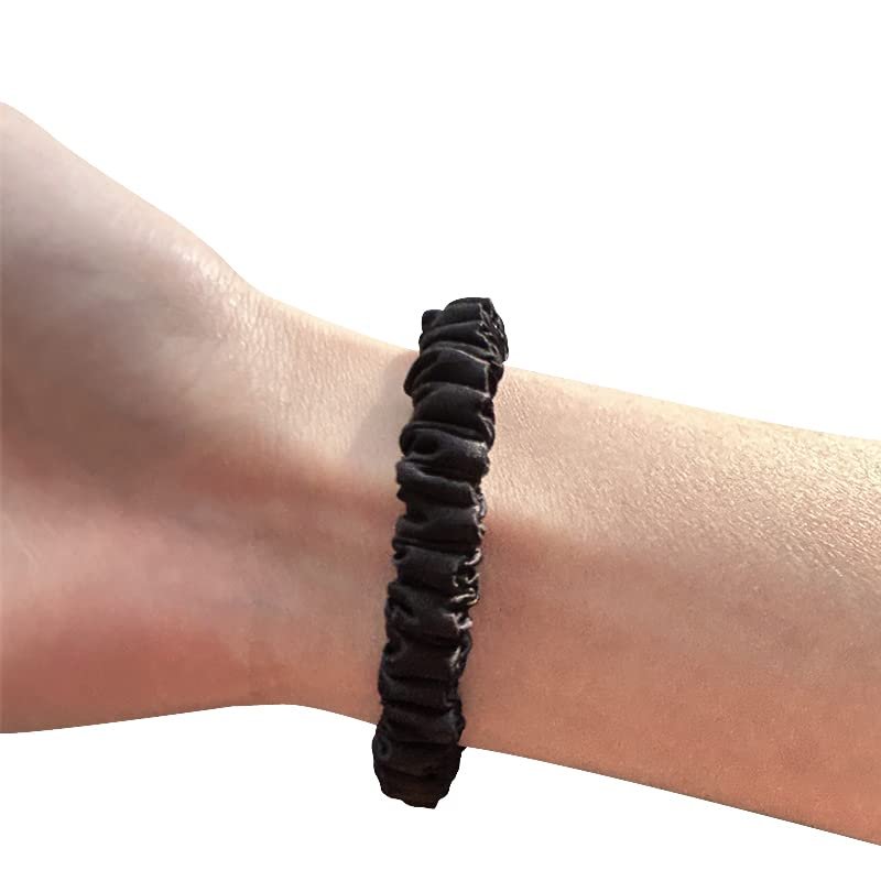 100% mulberry silk fabric 22mm silk scrunchies for hair white black pink color (black)