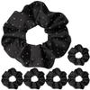 Minkissy Silk Hair Ties - 6pcs Elastic Hair Ties Rhinestone Scrunchies Rhinestone Ponytail Holders for Women Girls - Black view 1