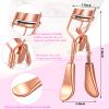 5 Pieces Eyelash Curler Set Include Eyelash Curlers with 10 Pieces Eyelash Curler Refill Pads Eyelash Comb Eyebrow Brush Eyelash Tweezers False Eyelashes Applicator Tool for Women (Rose Gold, Black) view 3