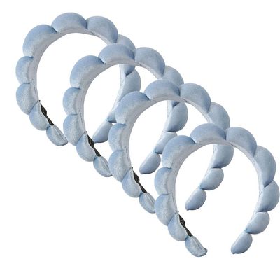 Aufona Spa Headband for Women, Cute Terry Towel Sponge Hairband for Skincare, 4 Pack-Blue