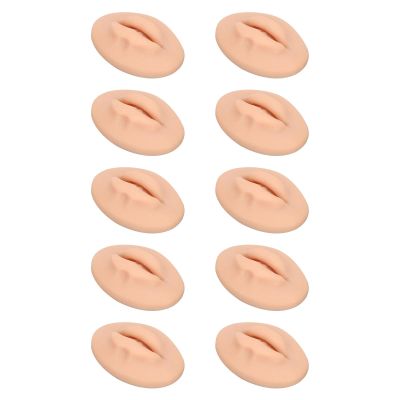 10 Pieces Practice Lips, Open Mouth Silicone Lips Model, 3D Silicone Fake Lips for Makeup Practice, Artists, Training (Dark Skin Colour)
