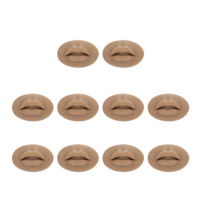 10PCS Silicone Fake Lips Skin Soft Practice Lips Open Mouth Silicone 3D Fake Lips Permanent Makeup Training Practice Skin Lip for Artists Training Skin