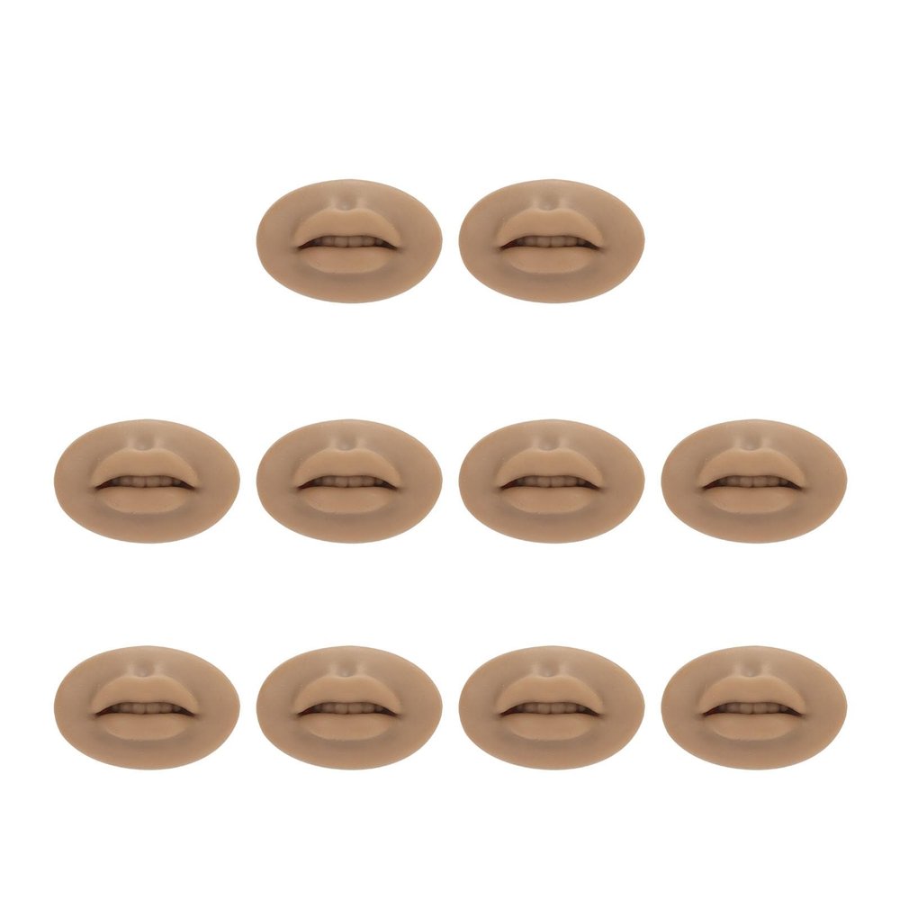 10PCS Silicone Fake Lips Skin Soft Practice Lips Open Mouth Silicone 3D Fake Lips Permanent Makeup Training Practice Skin Lip for Artists Training Skin