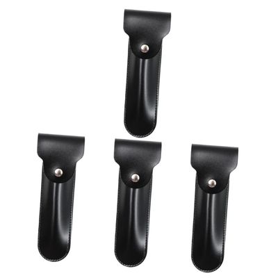 LALAFINA 4pcs Leather Protective Cover Compact Travel Case for Safety Stylish Leather Design for Men Grooming and Travel Storage
