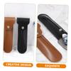 LALAFINA 4pcs Leather Protective Cover Compact Travel Case for Safety Stylish Leather Design for Men Grooming and Travel Storage view 2