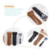 LALAFINA 4pcs Leather Protective Cover Compact Travel Case for Safety Stylish Leather Design for Men Grooming and Travel Storage view 3