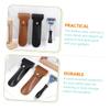 LALAFINA 4pcs Leather Protective Cover Compact Travel Case for Safety Stylish Leather Design for Men Grooming and Travel Storage view 4