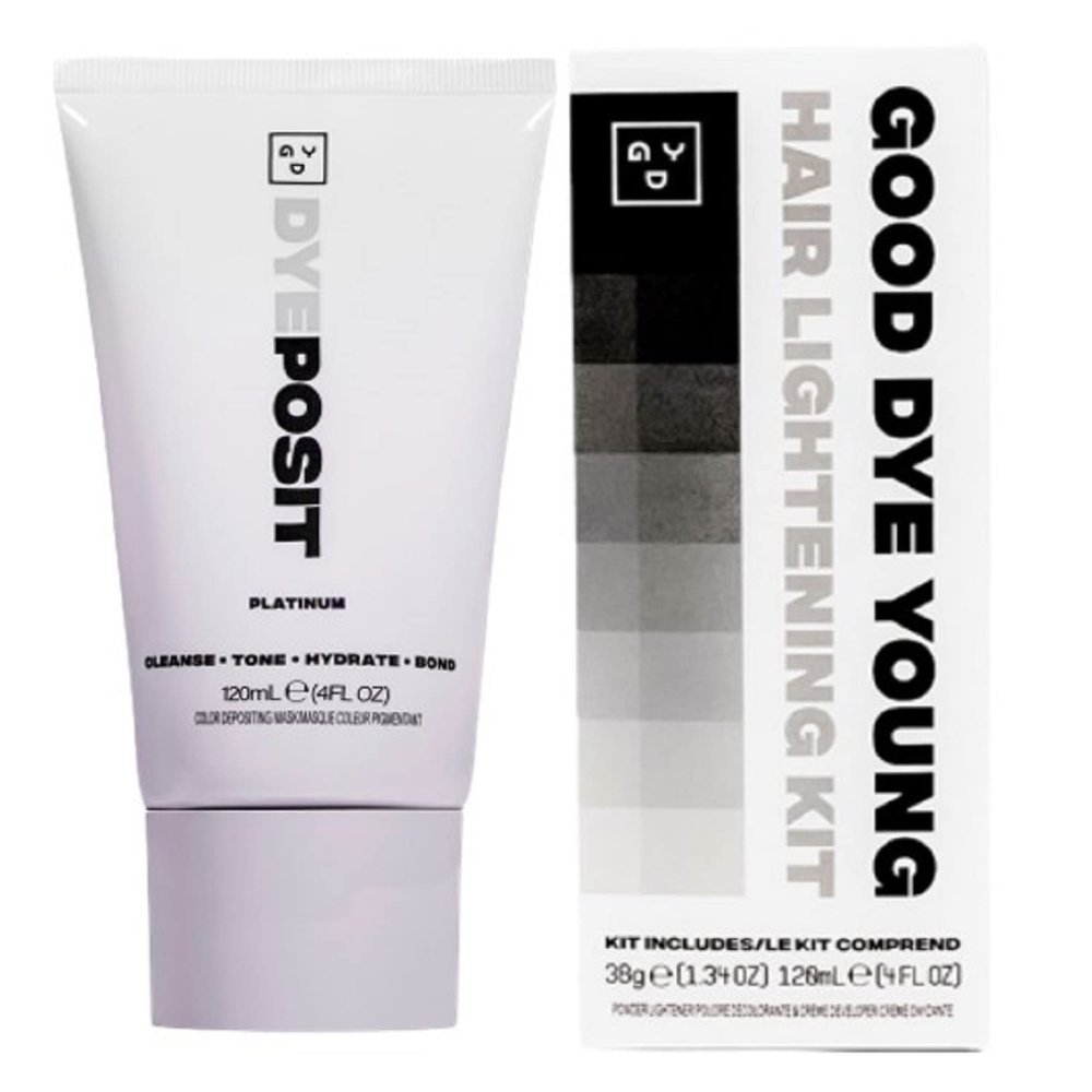 GDY DYEposit Color Depositing Conditioner (Platinum) and Hair Lightener Kit with Dust Free Powder Lightener and 25 Volume Developer - Moisturizing Bleaching Kit - Vegan Hair Bleach (4 oz.)