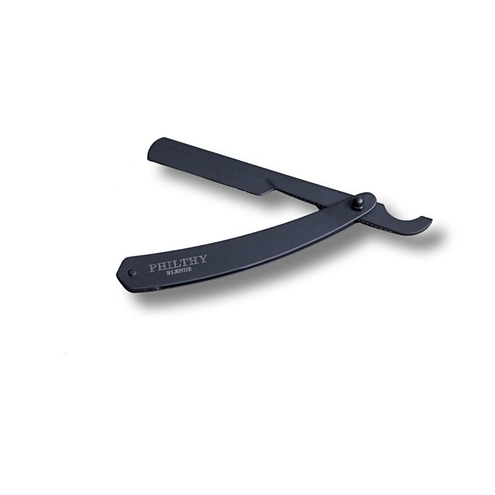 Philthy Blendz Metal Turkish Straight Razor All Black Professional Barber