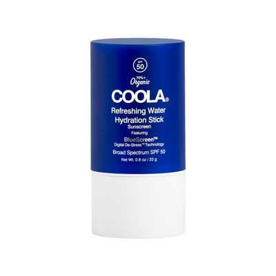 COOLA Organic Refreshing Water Stick Face Moisturizer with SPF 50, Dermatologist Tested Face Sunscreen with Plant-Derived BlueScreen Digital De-Stress Technology, 0.8 Oz