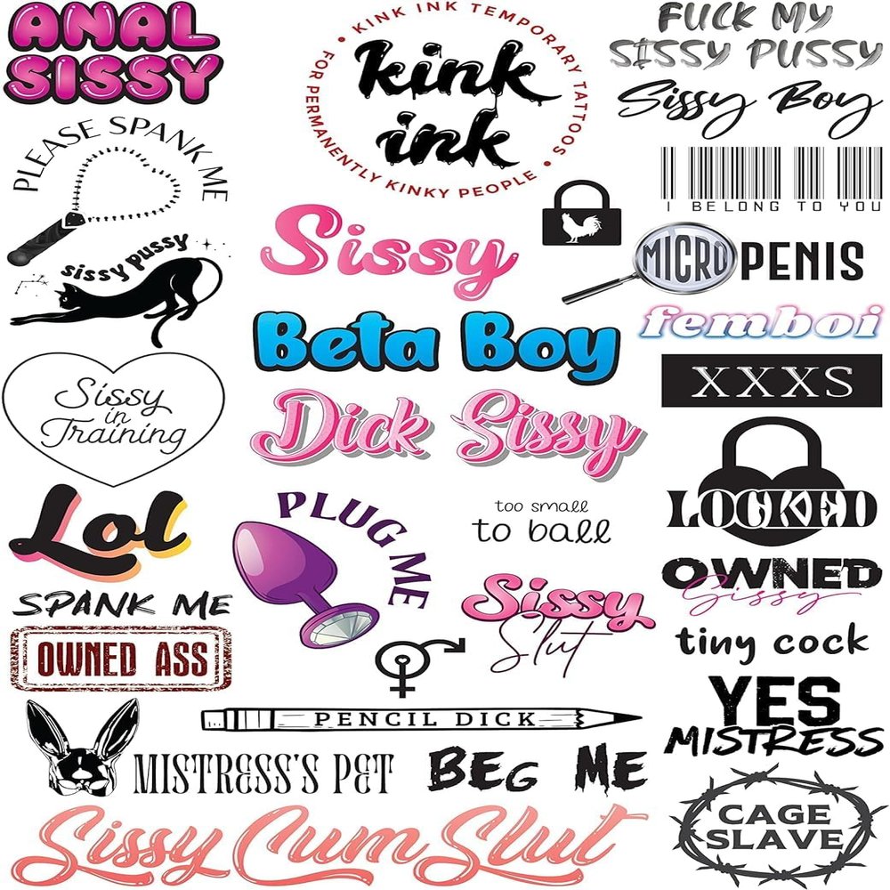 Kink Ink - 29 x Sissy Temporary Tattoo Sexy Naughty Kinky Sticker