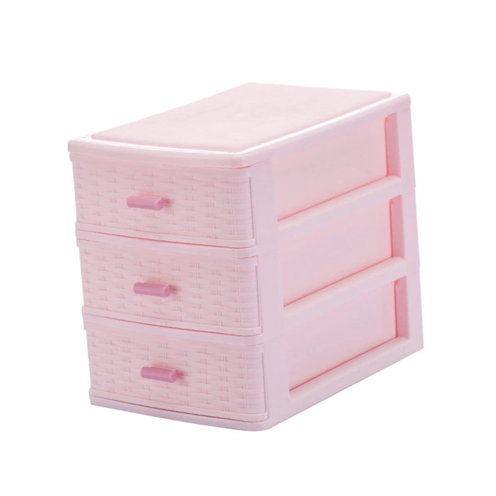 COLLBATH Compact Lightweight Jewelry Organizers Pink Storage Drawer Desktop Storage Box Makeup Case for Women