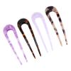 BIUDECO 4pcs U-shaped Acetate Hairpins Double Prong Hair Clips for Bun Holders Vintage Ivory Colors Stylish Hair Accessories for Women view 1