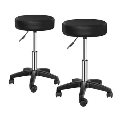 SUPER DEAL Adjustable Height Hydraulic Rolling Swivel Stool Tattoo Facial Massage Spa Salon Medical Stool,Set of 2,Black