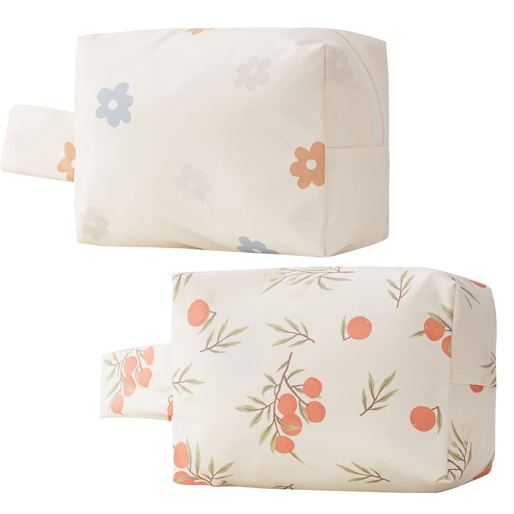 KKTAPOS Travel Makeup Bag - 2pcs/set Cosmetic Bag for Girl Women Travel Water Resistant Makeup Bags Accessories Organizer Storage, Cosmetic Pouch 7.8 * 4.7 inch (Plant)