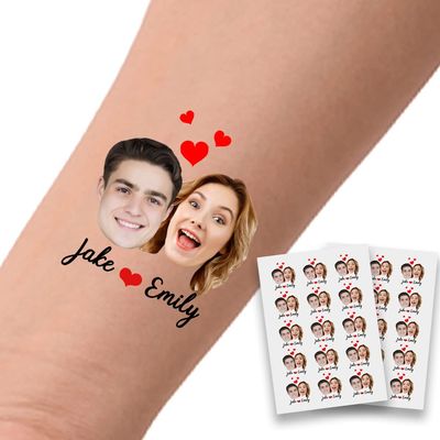 Custom Tattoos Personalized Temporary Tattoos with Photo Face Name Heart for Birthday Party Wedding Bride Groom Gift