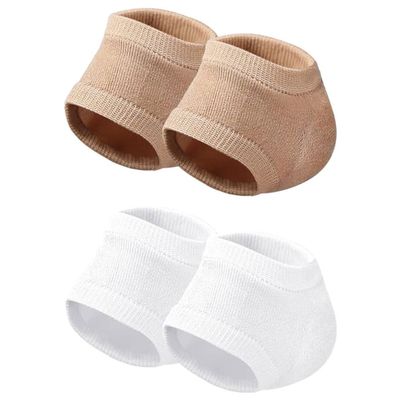 FOMIYES 2pairs Gel Heel Socks for Men and Women Breathable Heel Protectors Washable and Reusable and Skin Tone
