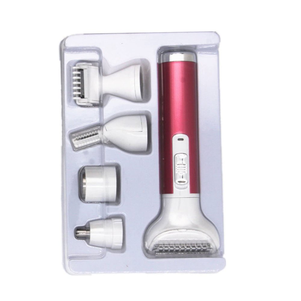 ZJchao for Women, 5 in 1 Lady Hair Removal Trimmers Waterproof Mini Women Electric Pubic Hair Trimmer for Legs Arm Armpit Bikini Line USB Lady Clipper Groomer Rose Red