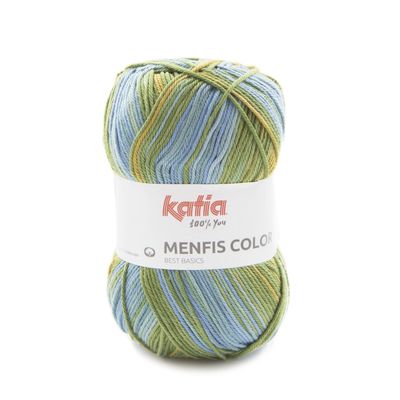 Menfis Katia Cotton Colour 100 g balls and 240 m. Ochre Green Blue (117)