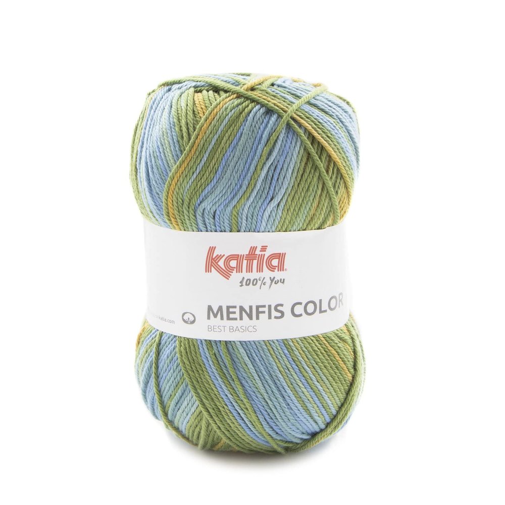 Menfis Katia Cotton Colour 100 g balls and 240 m. Ochre Green Blue (117)