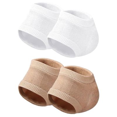 Beavorty 2pairs Elastic Gel Heel Socks Moisturizing Heel Covers Skin Color Comfortable Protective Sleeves for Men and Women