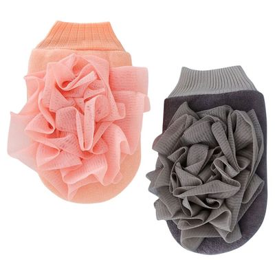 FOMIYES 2pcs Exfoliating Bath Gloves Skin-friendly Scrub Mitts for Gentle Body Cleansing Compact Portable for Home Travel and Spa Use Grey