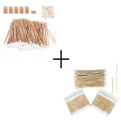 600 Pcs Long Cotton Swabs + 300 Pcs Bamboo Cotton Swabs