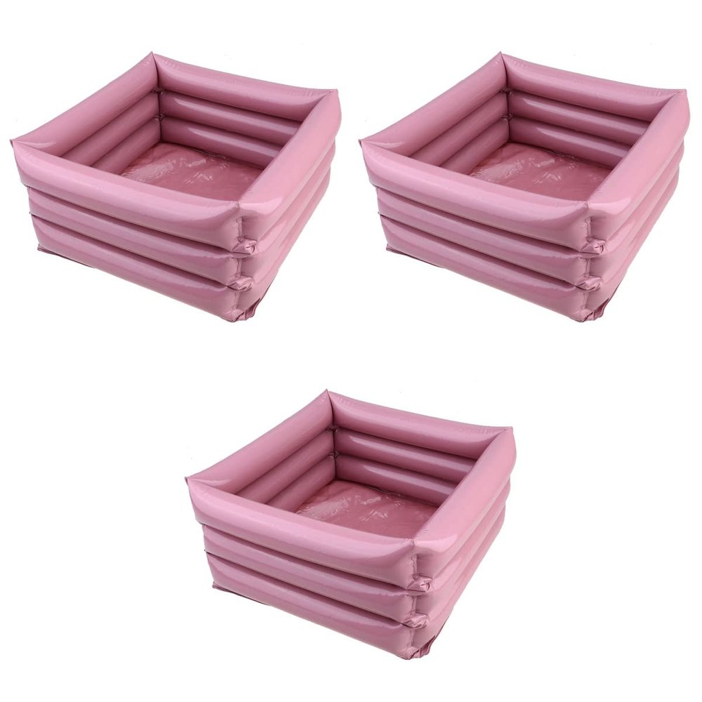 Ciieeo Folding Inflatable Portable Travel Spa Foot Care Bath Basin 3pcs Foot Cleaning Container PVC Basin Pedicure Tub Bath Bucket Shampoo Bowl Random Color