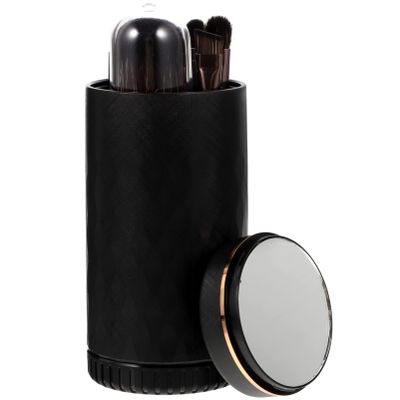 FOMIYES Portable Makeup Brush Set with Mirror 6-in-1 Brush Set for Women Sponges