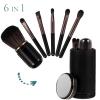 FOMIYES Portable Makeup Brush Set with Mirror 6-in-1 Brush Set for Women Sponges view 2