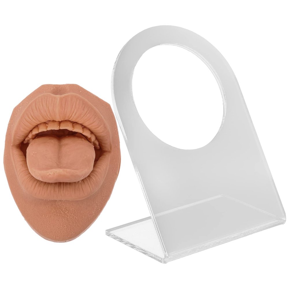 GLEAVI 1 Set Tongue Nail Tongue Model Silicone Model Body Part Silicone Human Body Model Puncture Practice Model Silicone Body Parts Soft Silicone Mouth Tongue 3d Die The Face