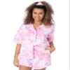 Barbie Ladies 3 Piece Towelling Co-Ordinated Beach Cover Up | Womens Pink Towel T-Shirt, Shorts & Scrunchie Complete Set view 1