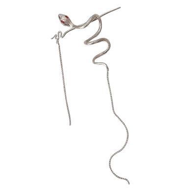 KALLORY Snake Hairpin Silver Snake Shape Hair Stick for Women Hair Bun Pin Stick Dangle