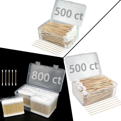 800 ct Double Round Cotton Swabs + 500 ct 6 Inches Pointed Cotton Swabs + 500 ct 6 Inches Round Cotton Swabs with Storage Case