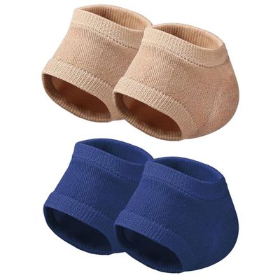 minkissy 2 Pairs Heel Protector Socks Moisturizing Heel Socks Moisturizing Socks Toeless Socks Gel Heel Socks for Women Men (Skin Color + Blue)