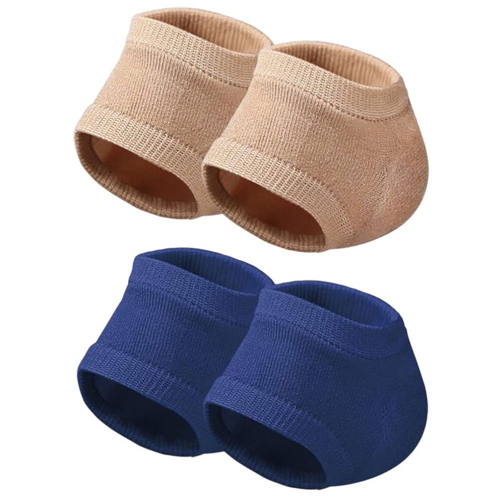 minkissy 2 Pairs Heel Protector Socks Moisturizing Heel Socks Moisturizing Socks Toeless Socks Gel Heel Socks for Women Men (Skin Color + Blue)