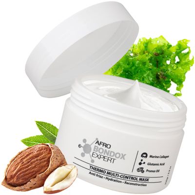 AFRO BRAZILIAN BONDOX Hair Relaxer Alternative  Extra Strong Thermal Hair Mask 8.8oz for Damaged Hair  Straightening Treatment for All Hair Types, Especially Afro 4A 4B 4C  With Almond Oil, Shea Bu