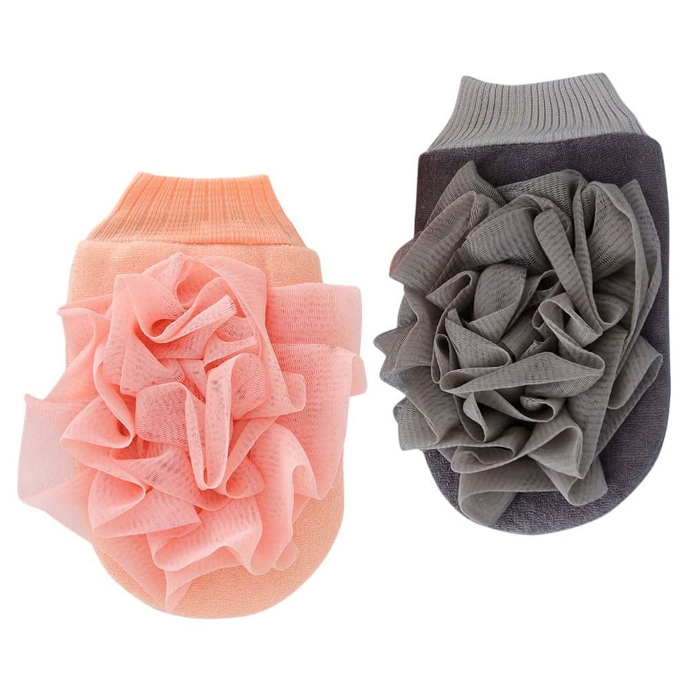 minkissy 2pcs Exfoliating Shower Gloves Soft Bath Body Scrubber for Deep Cleansing Grey Bathing Accessories for Smooth Skin and Relaxation
