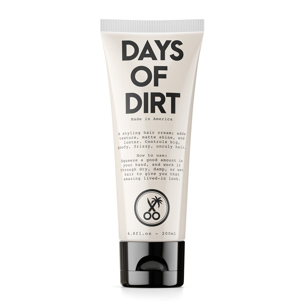 California Born Days of Dirt Hair Styling Cream for Dry, Fluffy, Frizzy, Clean Lived-in Look - Styling Cream for No-Hold, Texture & Shine - Made in USA, 6.8fl oz