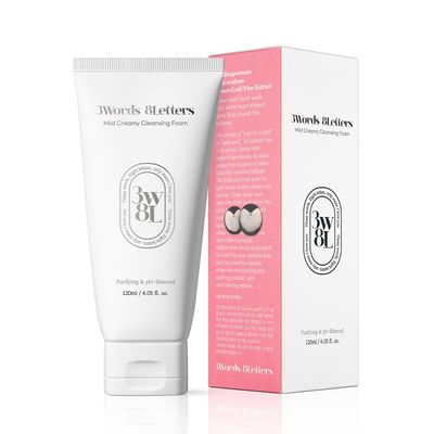 3words 8letters [3W8L] Mild Creamy Cleansing Foam 4.05 fl oz | Gentle Vegan Facial Wash For All Skin Types | Mild Rich Creamy Facial Cleanser | Daily Use Soft Face Wash | Korean Skin Care | k-beauty