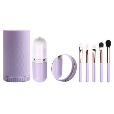 minkissy 1set Fiber Makeup Brush with Handle for Professional Face Makeup Portable Cosmetic Brush Kit with Mirror for Travel and Daily Use